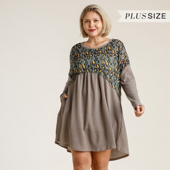 NWT Animal Print Waffle Knit Dress, Size XL - Picture 3 of 5